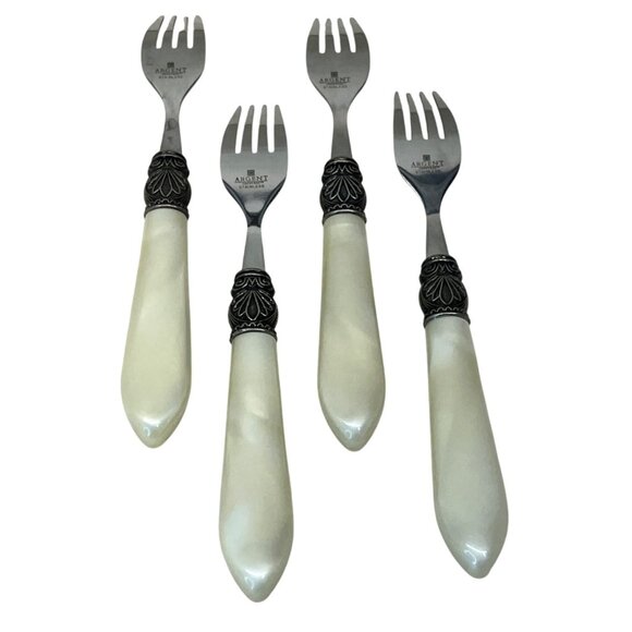 4 Orfevres Argent Sophia Cream Platium Stainless Salad Forks 8 1/8" - Picture 2 of 5